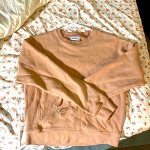 size small women’s pink champion crew sweatshirt